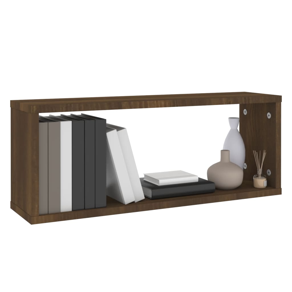 Mensole Cubo Muro 6pz Rovere Marrone 60x15x23 cm in Multistrato