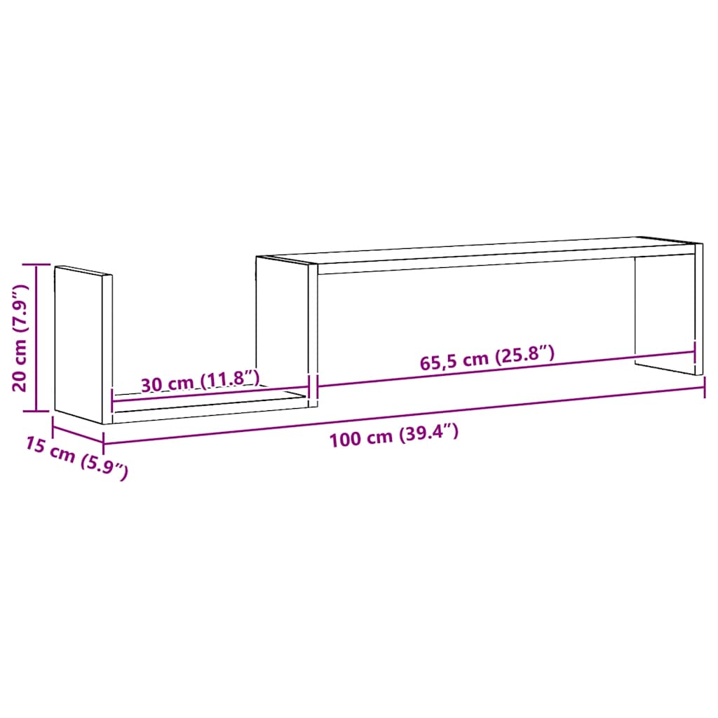 Mensole a Muro 2 pz Rovere Fumo 100x15x20 cm Legno Multistrato | homemem39