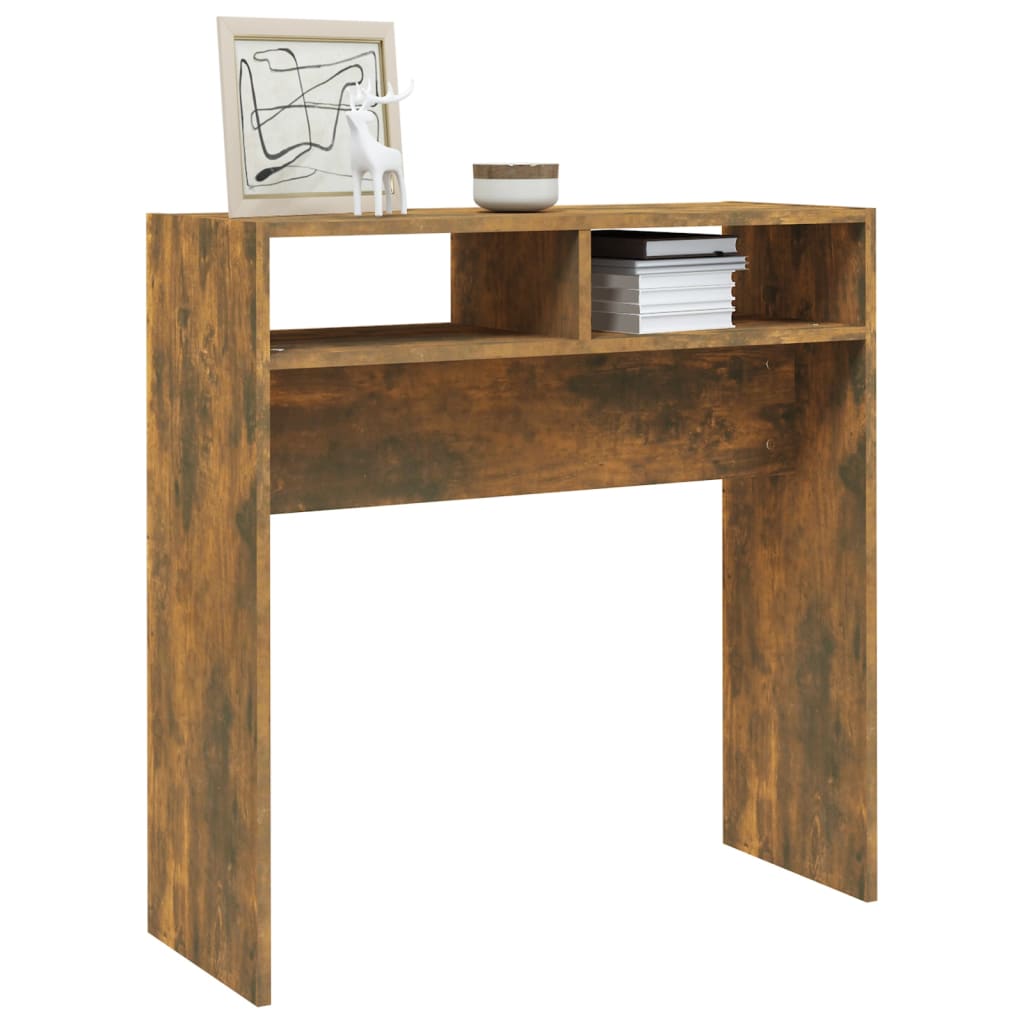 Tavolino Consolle Rovere Fumo 78x30x80 cm in Legno Multistrato | homemem39