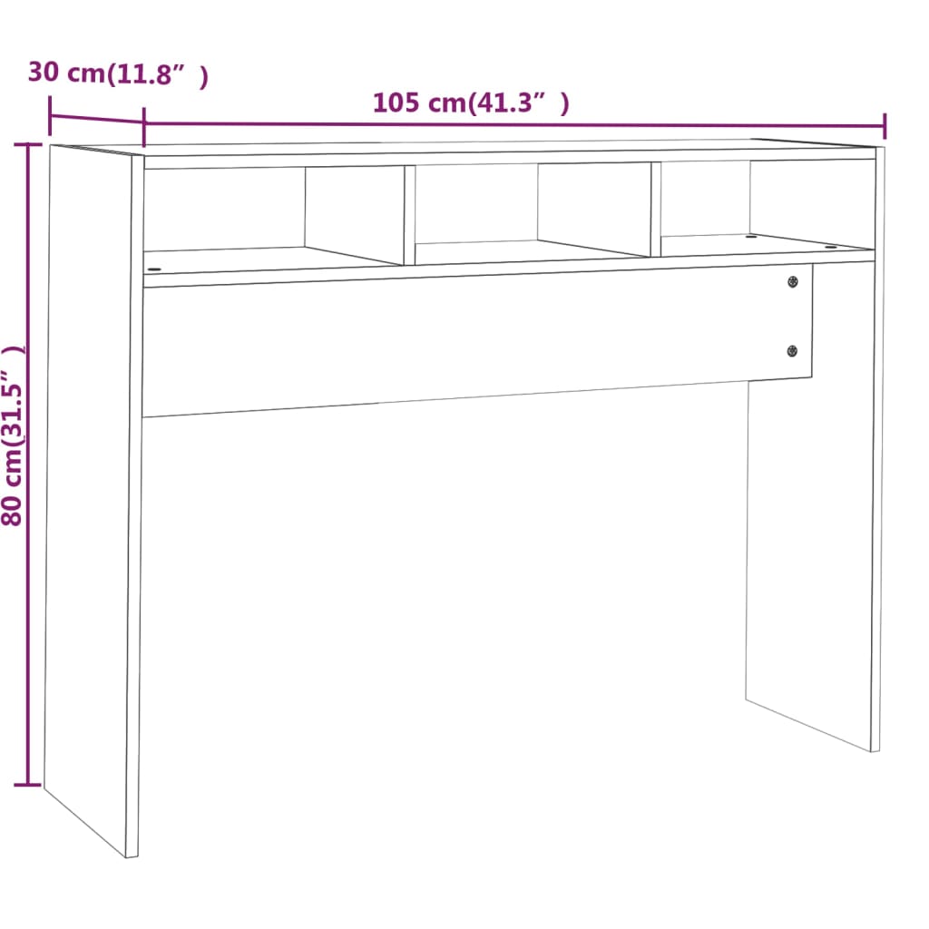 Tavolino Consolle Grigio Sonoma 105x30x80 cm Legno Multistrato | homemem39