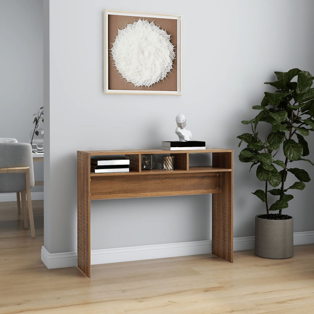 Tavolino Consolle Rovere Marrone 105x30x80 cm Legno Multistrato | homemem39