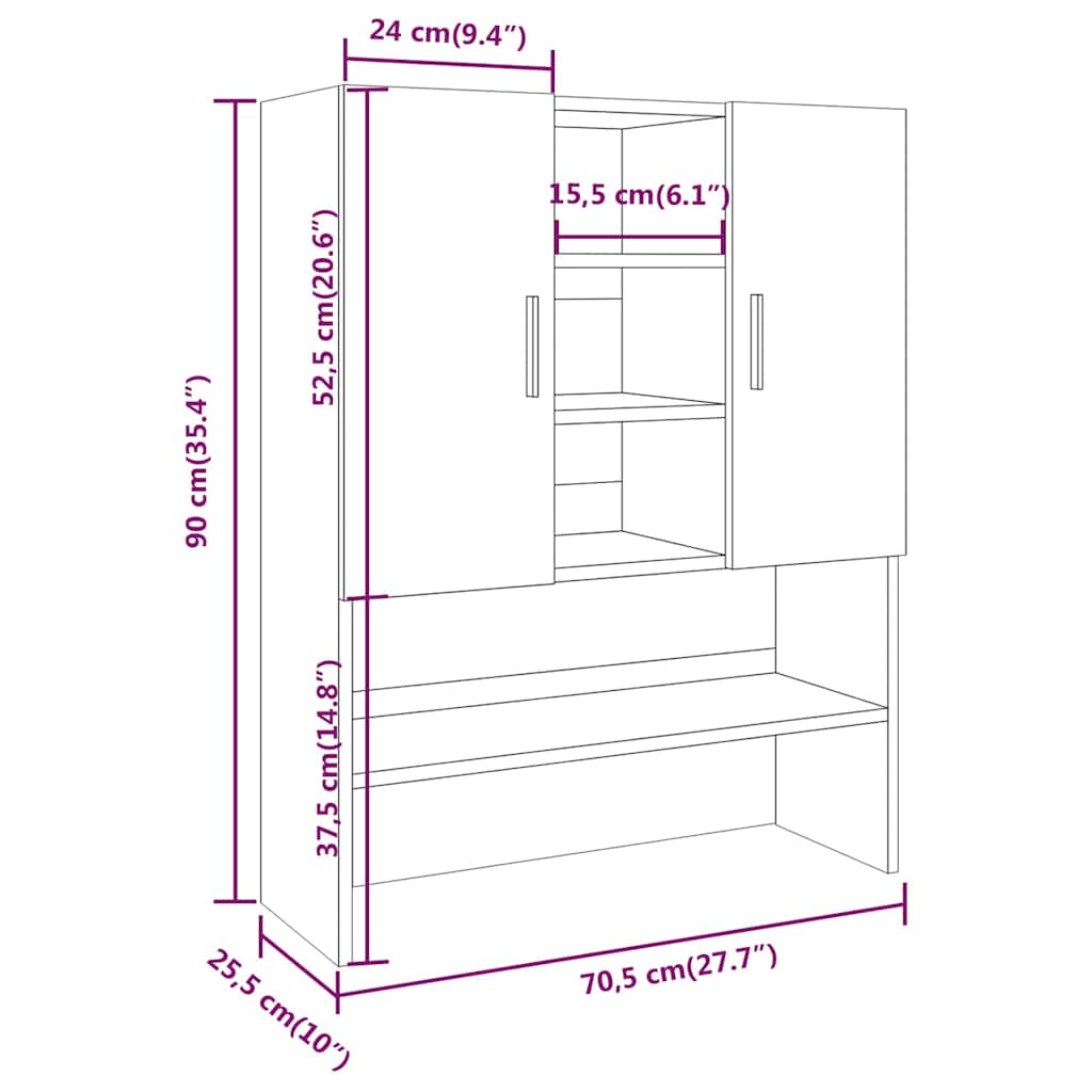 Mobile per Lavatrice Grigio Sonoma 70,5x25,5x90 cm