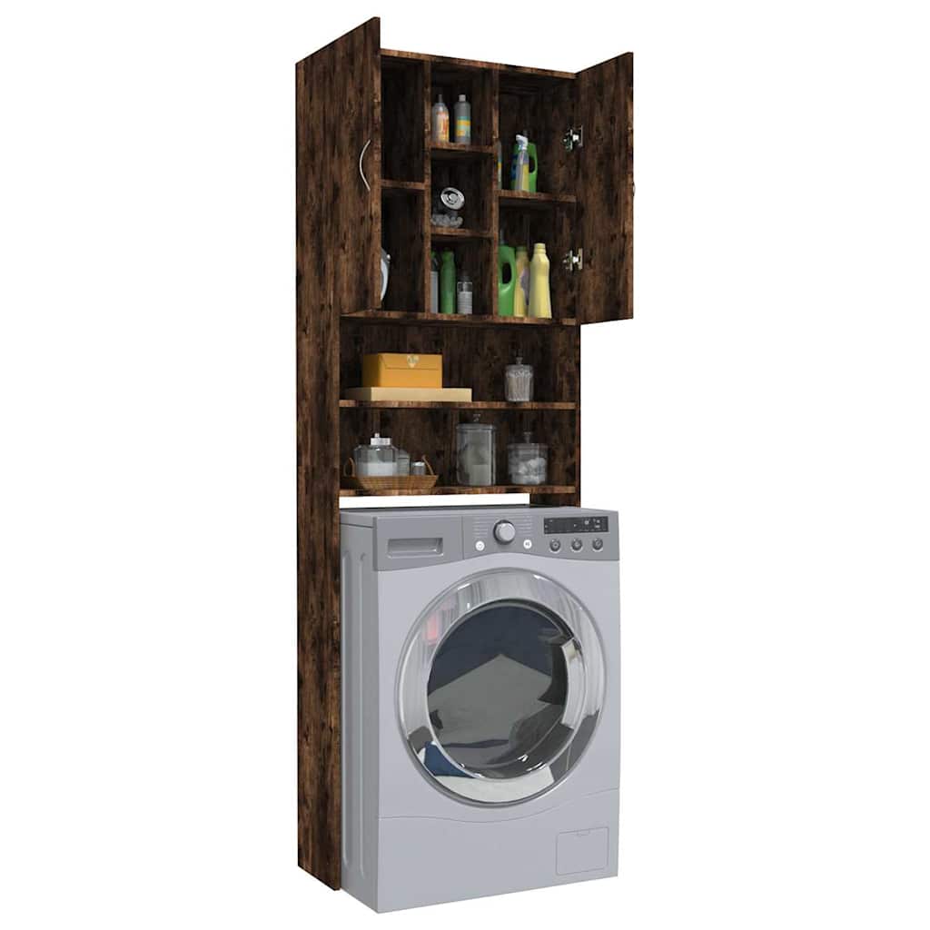 Mobile per Lavatrice Rovere Fumo 64x25,5x190 cm | homemem39