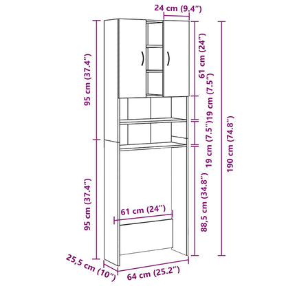 Mobile per Lavatrice Rovere Fumo 64x25,5x190 cm | homemem39