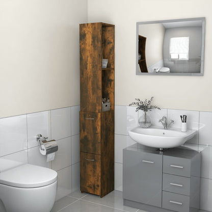 Armadietto Bagno Rovere Fumo 25x26,5x170cm in Legno Multistrato | homemem39