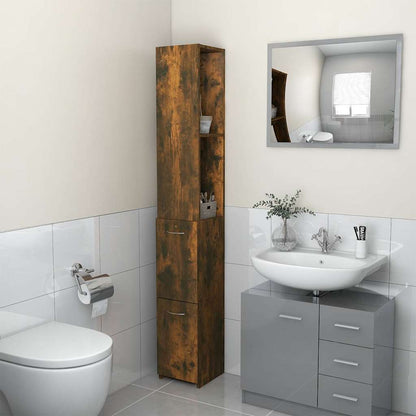 Armadietto Bagno Rovere Fumo 25x26,5x170cm in Legno Multistrato