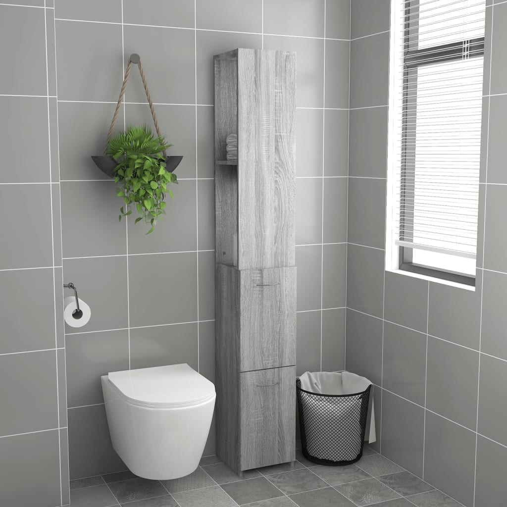 Armadietto Bagno Grigio Sonoma 25x26,5x170 cm Legno Multistrato | homemem39