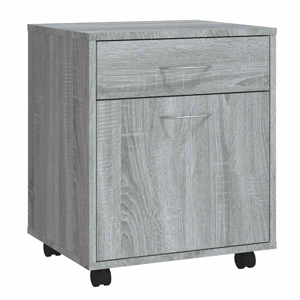 Armadietto con Ruote Grigio Sonoma 45x38x54cm Legno Multistrato