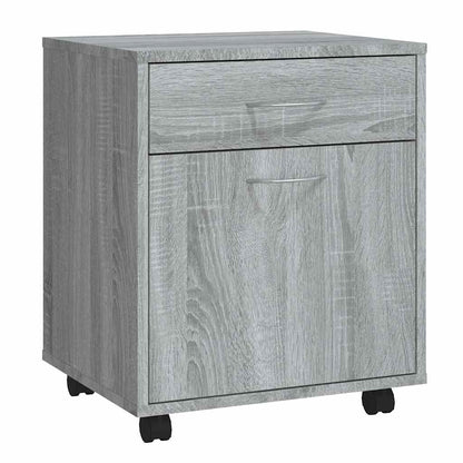 Armadietto con Ruote Grigio Sonoma 45x38x54cm Legno Multistrato