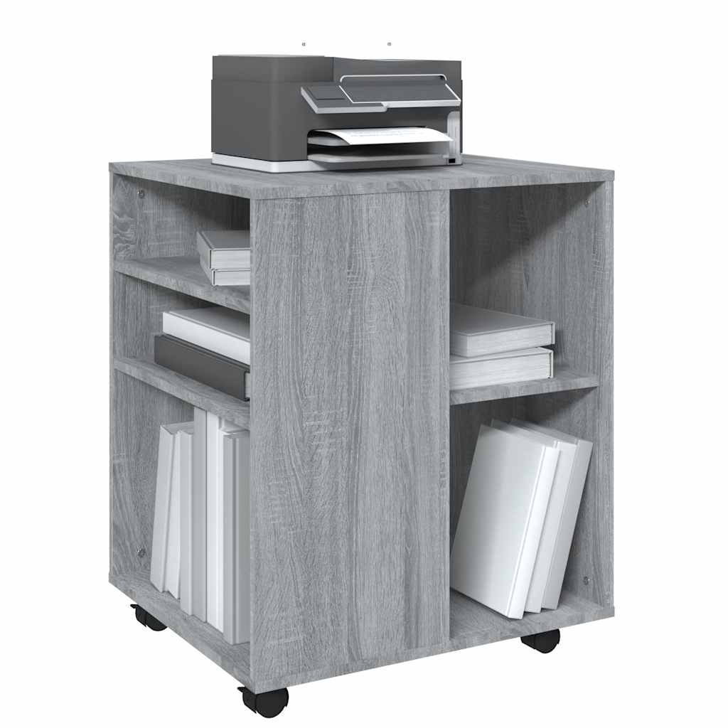 Armadietto con Ruote Grigio Sonoma 60x53x72cm Legno Multistrato