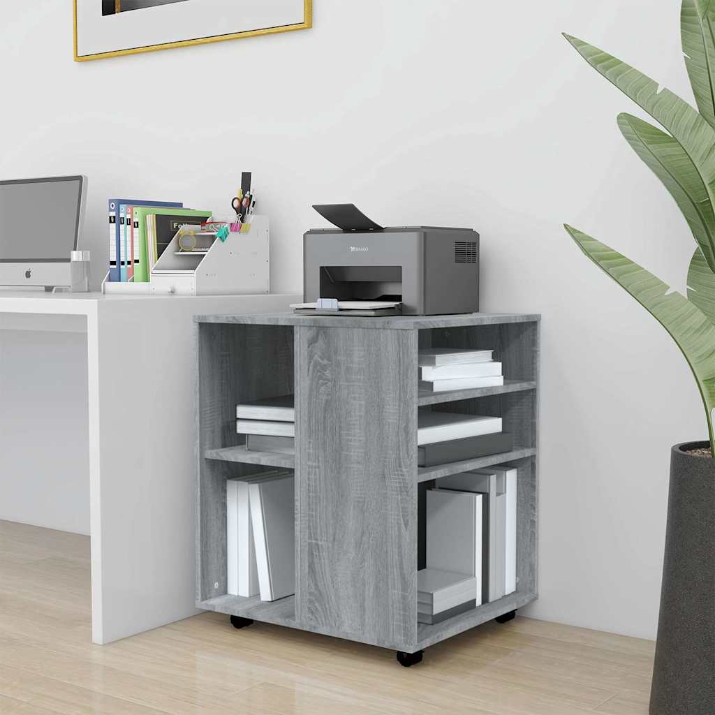 Armadietto con Ruote Grigio Sonoma 60x53x72cm Legno Multistrato