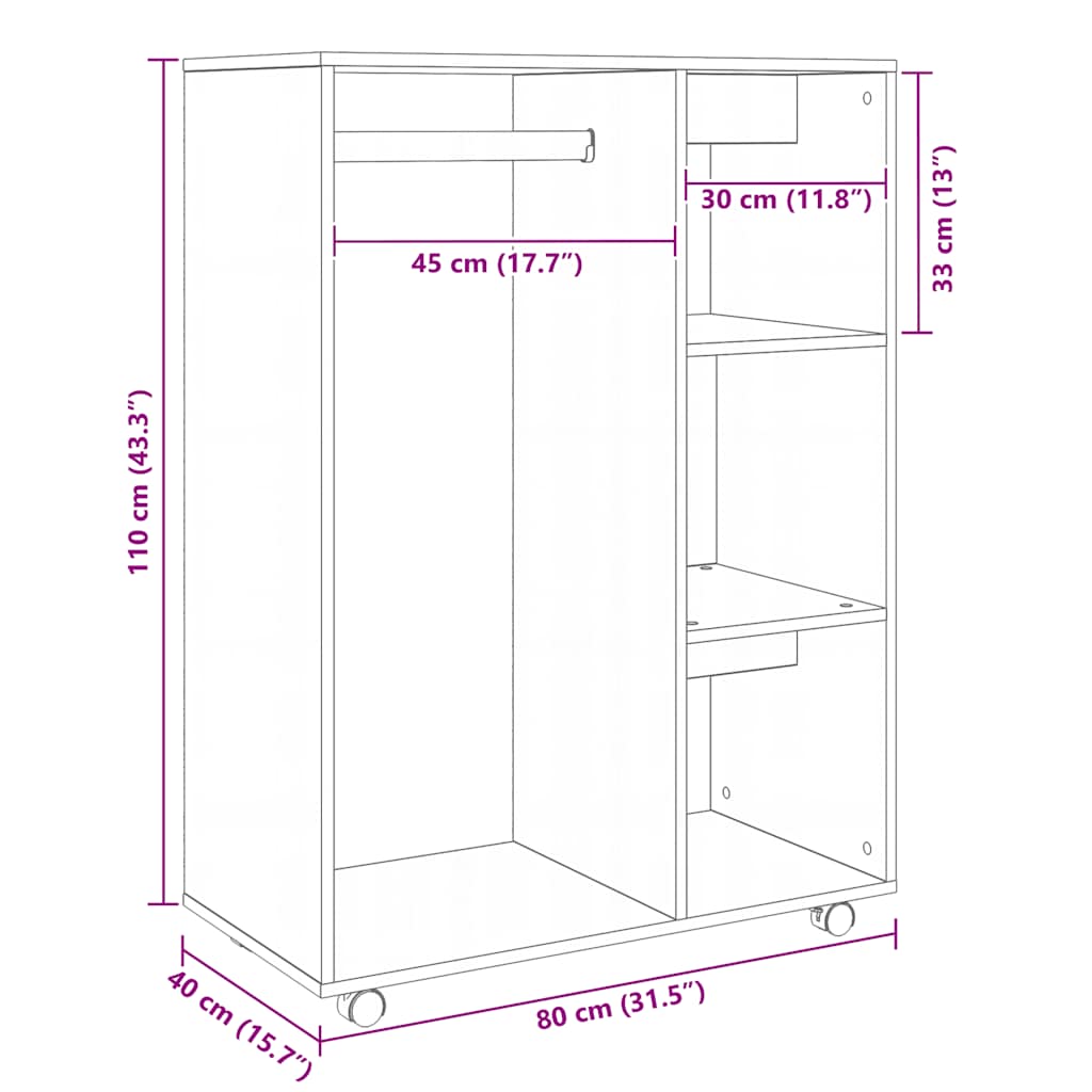 Armadio Grigio Sonoma 80x40x110 cm in Legno Multistrato | homemem39