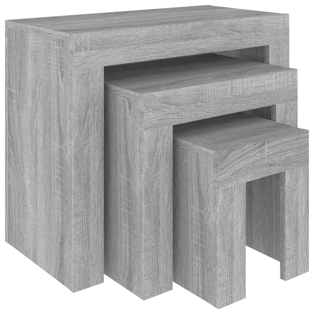 Tavolini Salotto Impilabili 3pz Grigio Sonoma Legno Multistrato | homemem39
