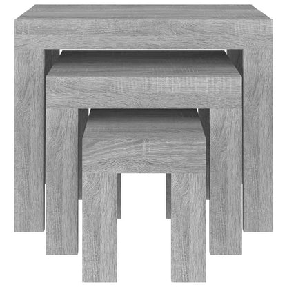Tavolini Salotto Impilabili 3pz Grigio Sonoma Legno Multistrato