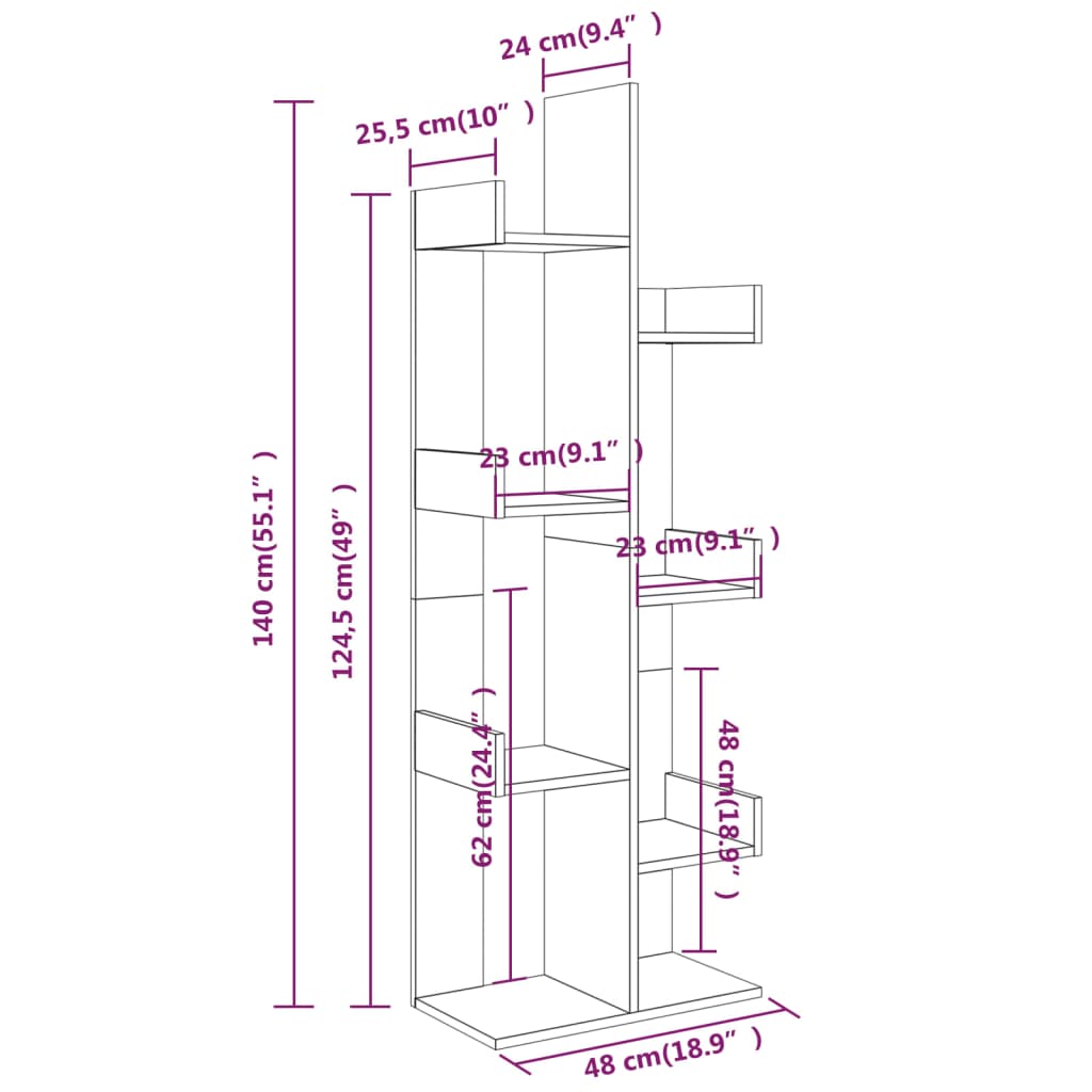 Libreria 48x25x140 cm Grigio Sonoma Legno Multistrato | homemem39