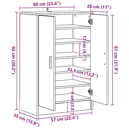 Scarpiera Rovere Fumo 60x35x92 cm in Legno Multistrato - homemem39