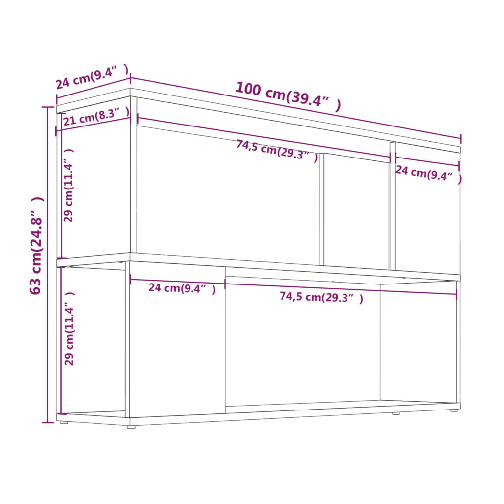 Libreria Grigio Sonoma 100x24x63 cm in Legno Multistrato | homemem39