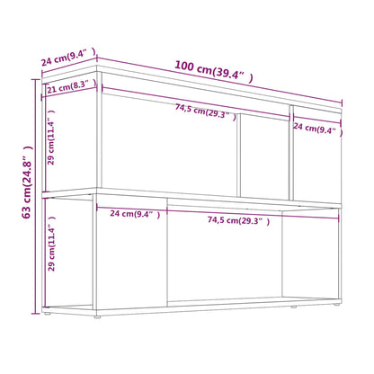 Libreria Grigio Sonoma 100x24x63 cm in Legno Multistrato | homemem39