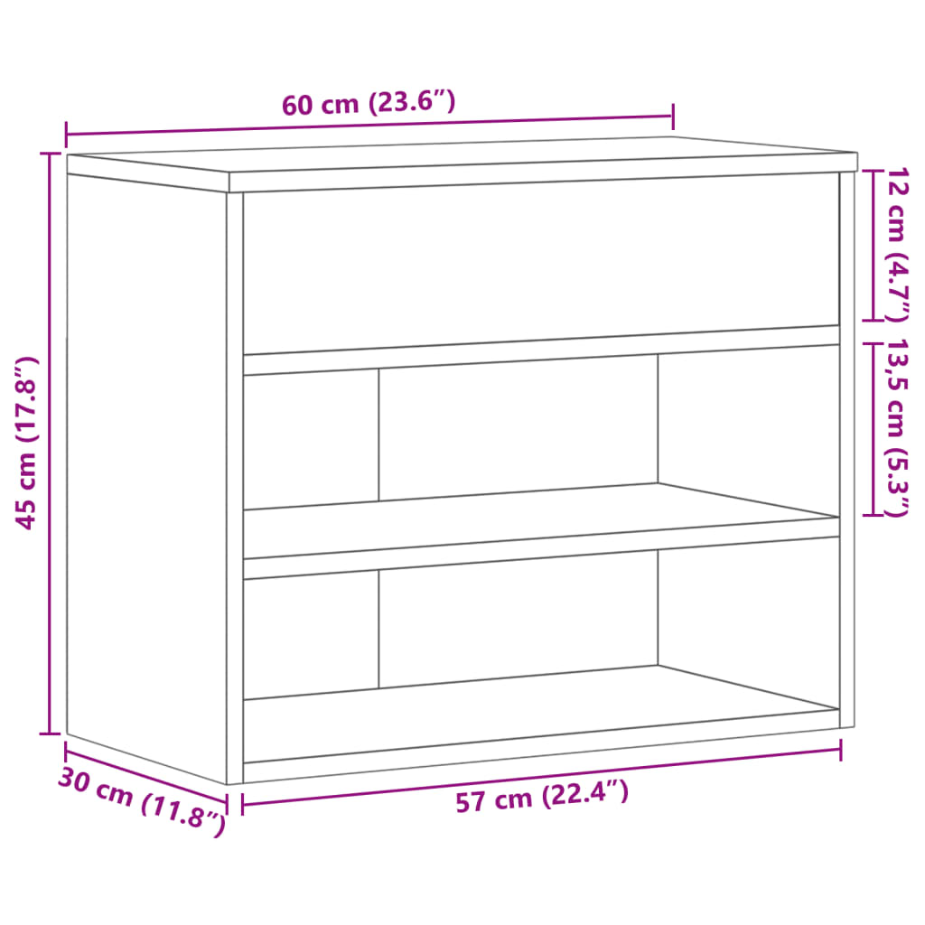 Scarpiera Grigio Sonoma 60x30x45 cm in Legno Multistrato - homemem39