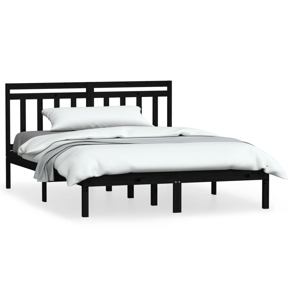 Giroletto Nero in Legno Massello di Pino 140x190 cm | homemem39