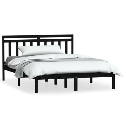 Giroletto Nero in Legno Massello di Pino 140x190 cm | homemem39