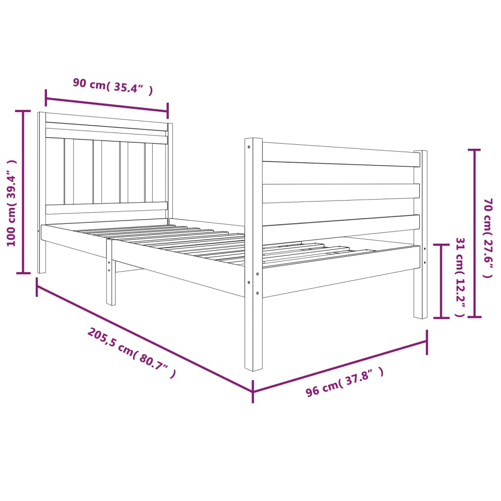 Giroletto in Legno Massello 90x200 cm - homemem39