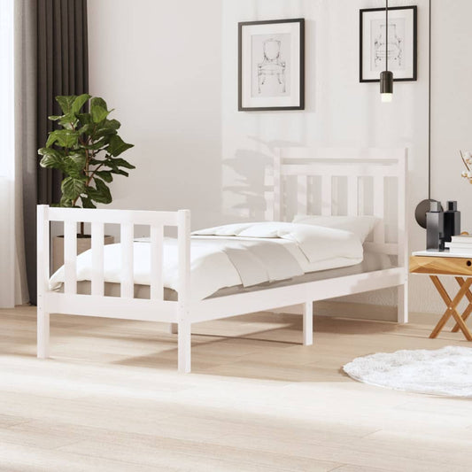 White Bed Frame 75x190 cm Small Single in Solid Wood