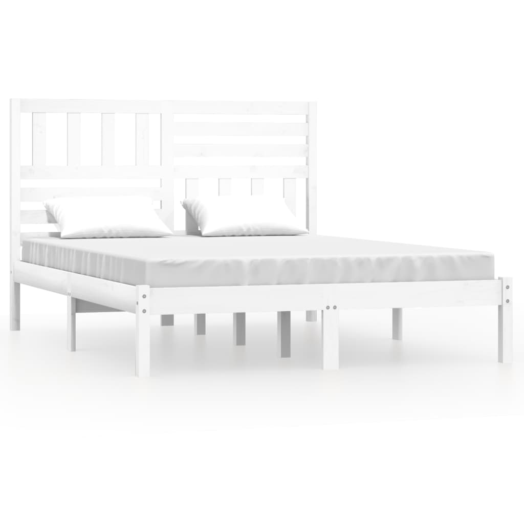 Letto senza Materasso Bianco 135x190 cm Legno Massello di Pino