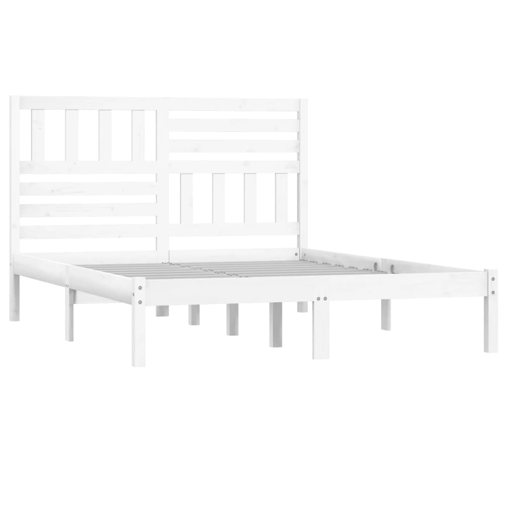 Letto senza Materasso Bianco 135x190 cm Legno Massello di Pino