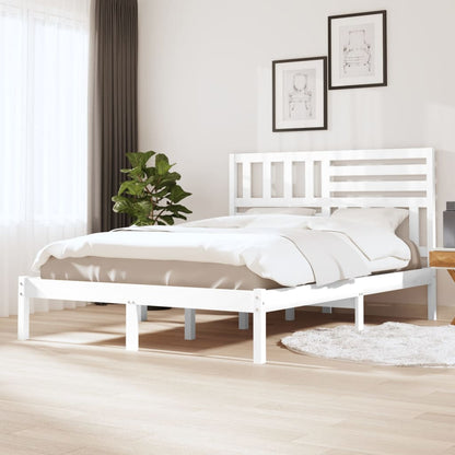 Letto senza Materasso Bianco 135x190 cm Legno Massello di Pino