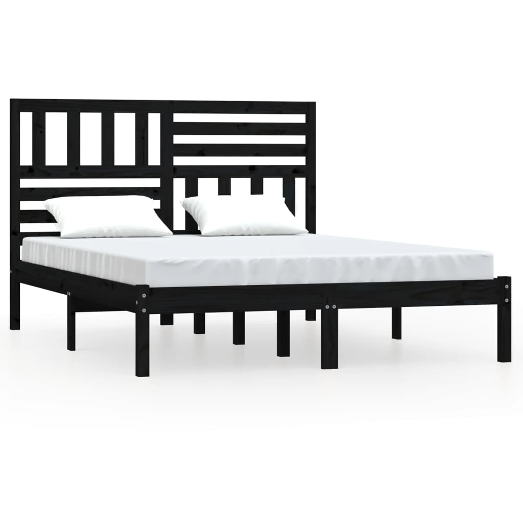 Giroletto Nero in Legno Massello di Pino 140x200 cm | homemem39