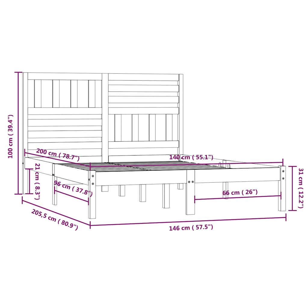 Giroletto Bianco in Legno Massello di Pino 140x200 cm | homemem39