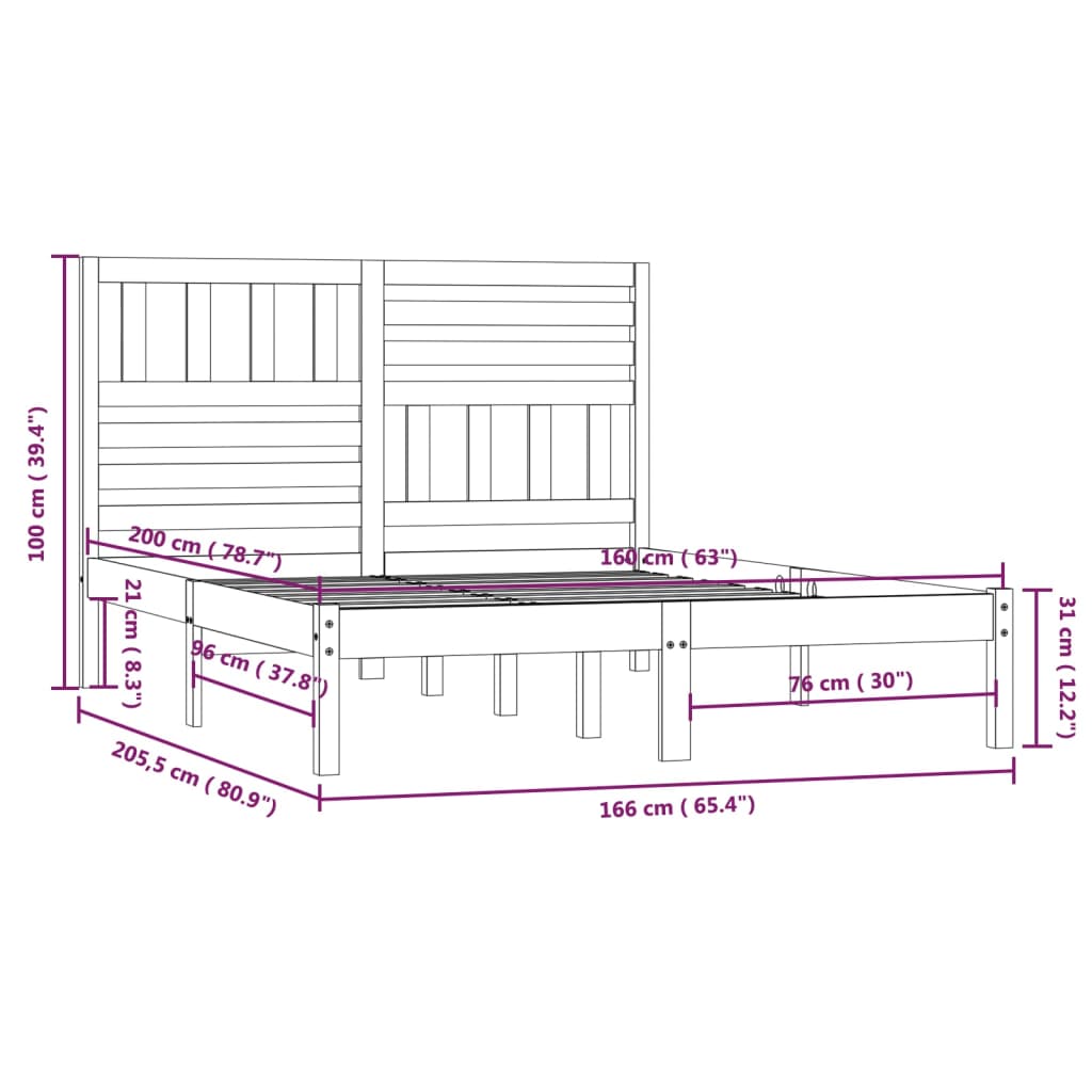 Giroletto in Legno Massello di Pino 160x200 cm | homemem39