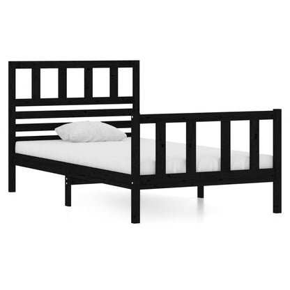 Black Bed Frame 90x190 cm Single in Solid Wood