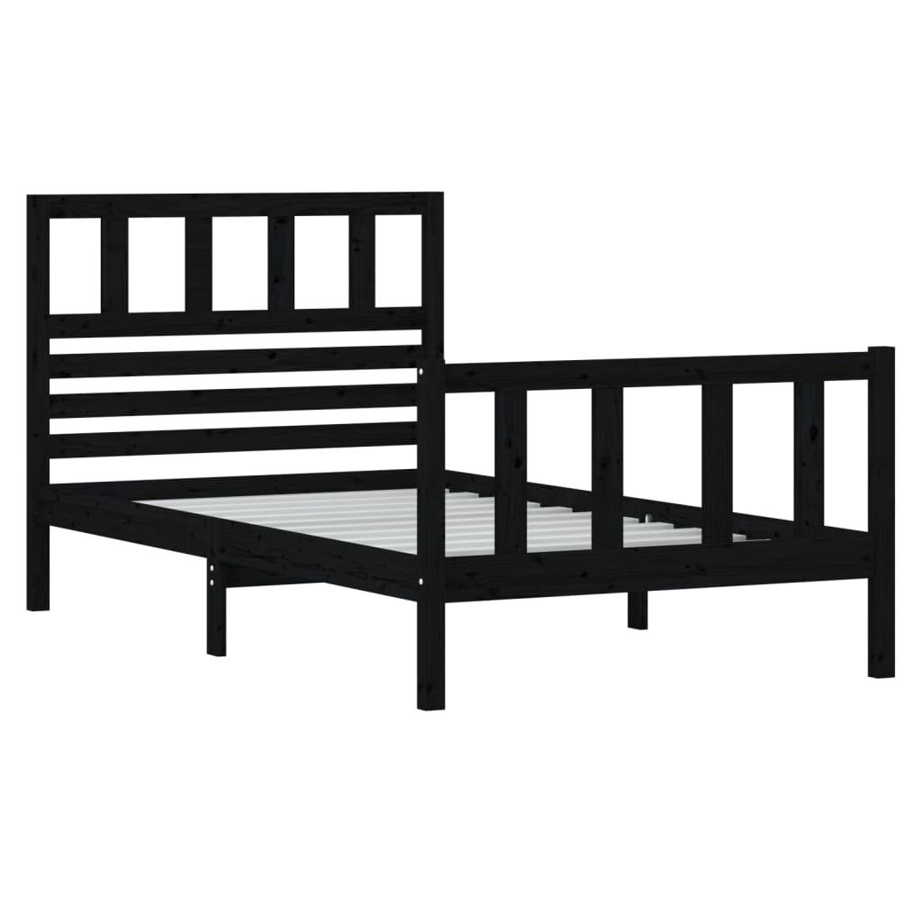 Black Bed Frame 90x190 cm Single in Solid Wood