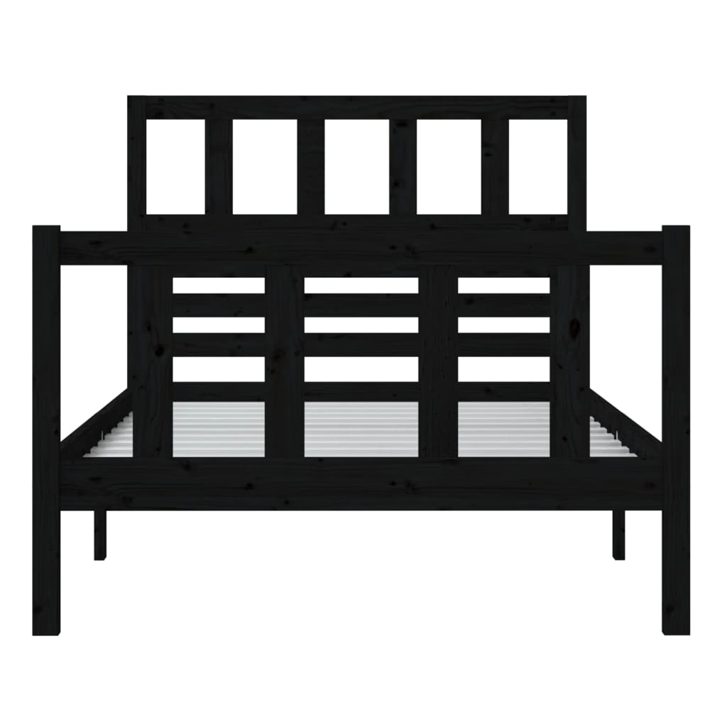 Black Bed Frame 90x190 cm Single in Solid Wood