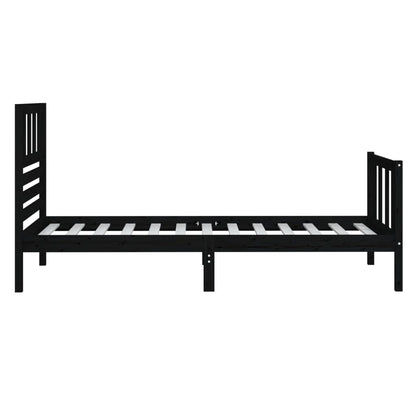 Black Bed Frame 90x190 cm Single in Solid Wood