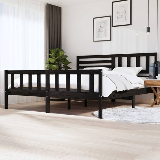 Giroletto Nero in Legno Massello 200x200 cm | homemem39