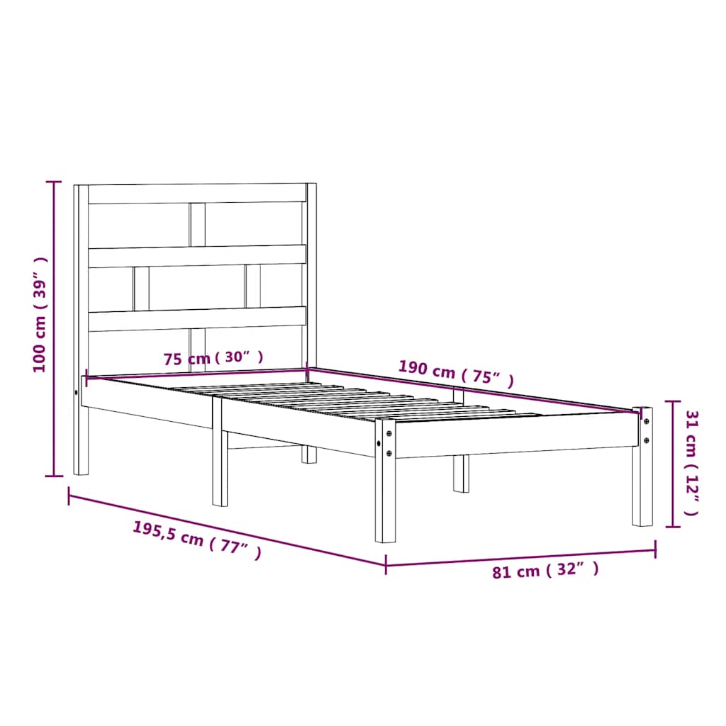 Giroletto 75x190 cm Small Single in Legno Massello | homemem39