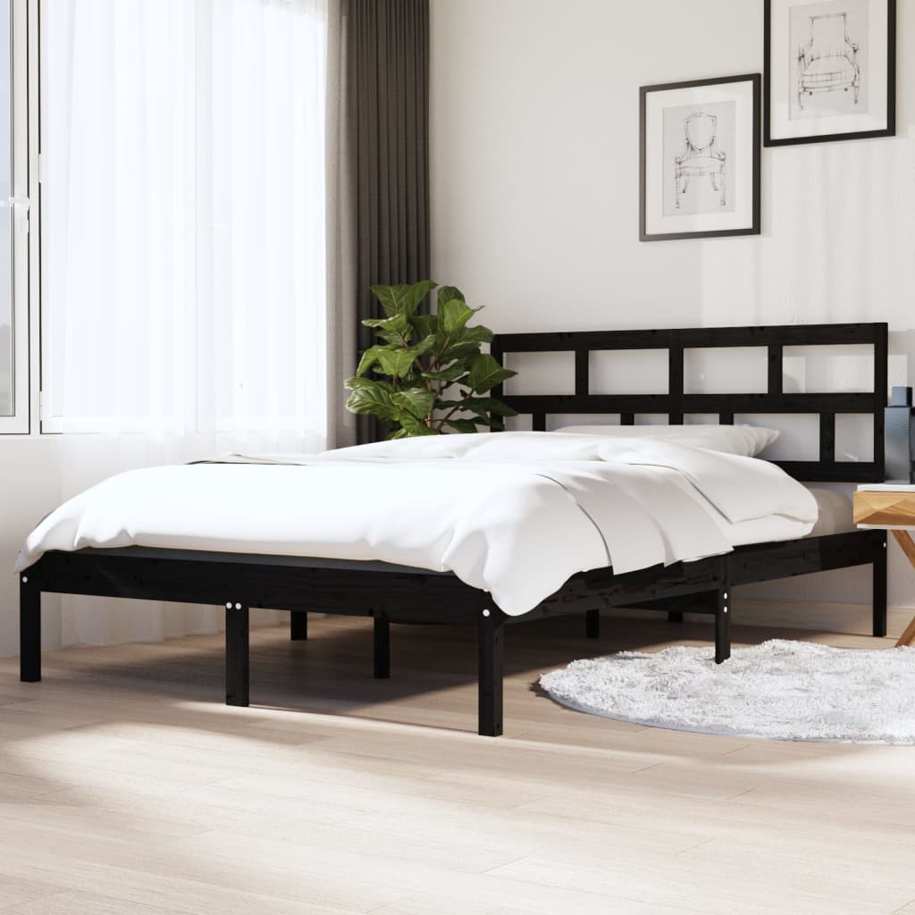 Giroletto Nero in Legno Massello di Pino 140x190 cm | homemem39