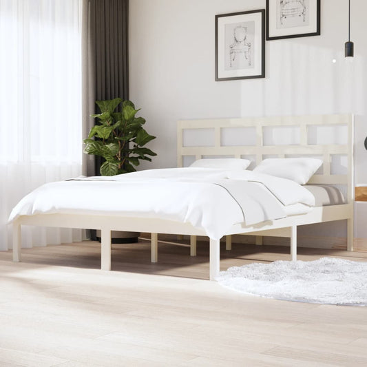 Giroletto Bianco in Legno Massello di Pino 160x200 cm | homemem39