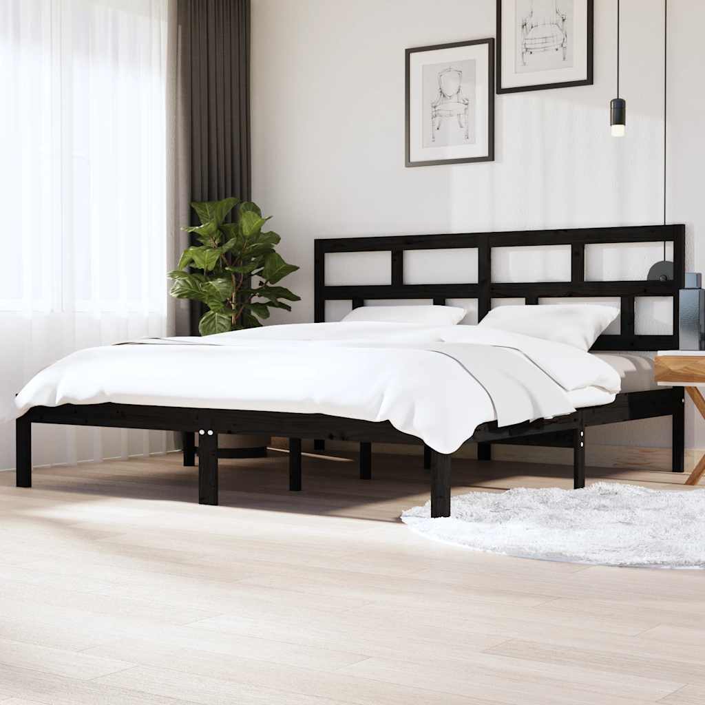 Giroletto Nero in Legno Massello di Pino 200x200 cm | homemem39