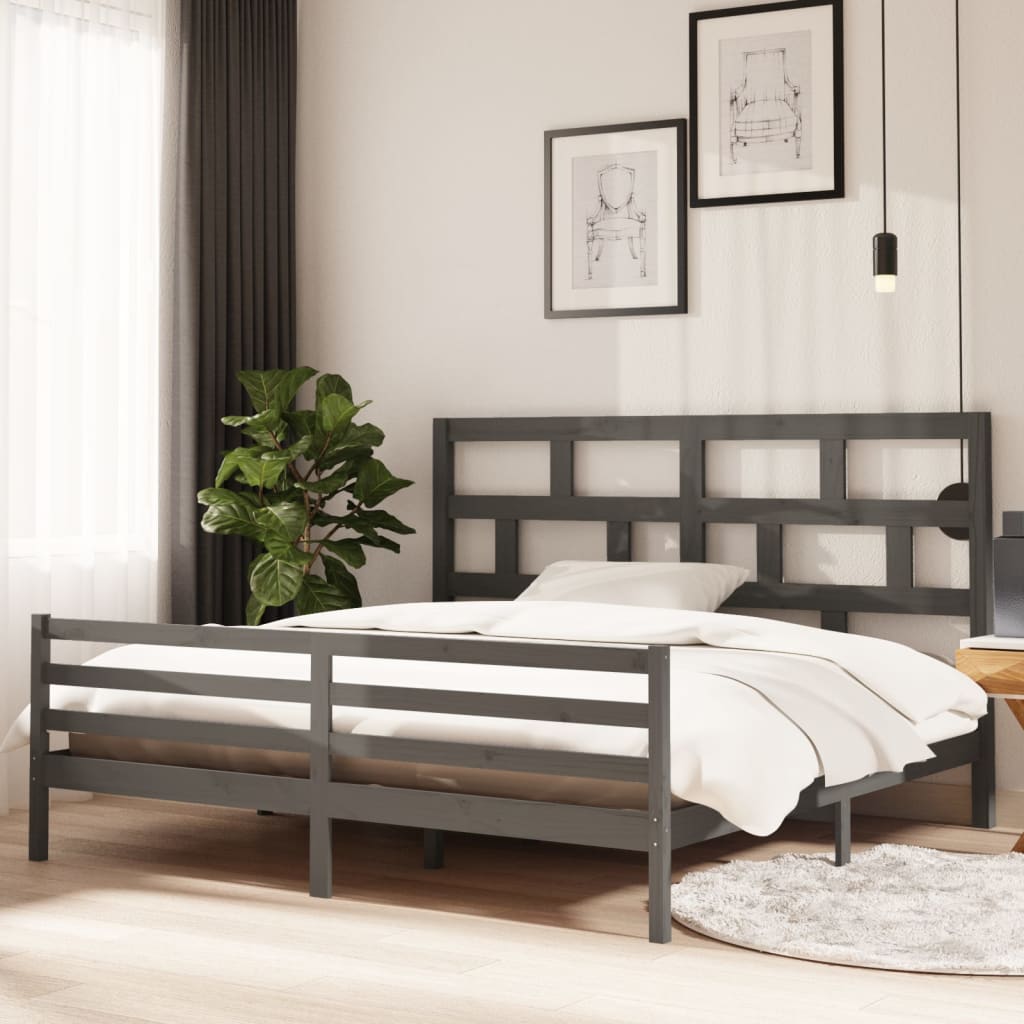 Giroletto Grigio in Legno Massello di Pino 200x200 cm | homemem39