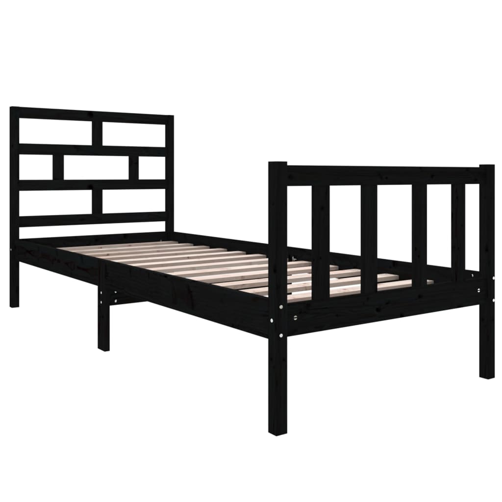 Giroletto in Legno Massello Nero 75x190 cm Small Single | homemem39