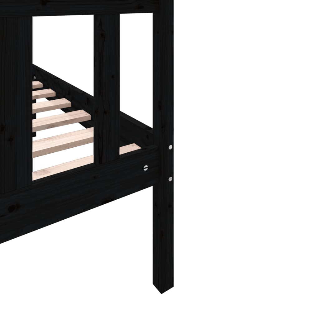 Giroletto in Legno Massello Nero 75x190 cm Small Single | homemem39