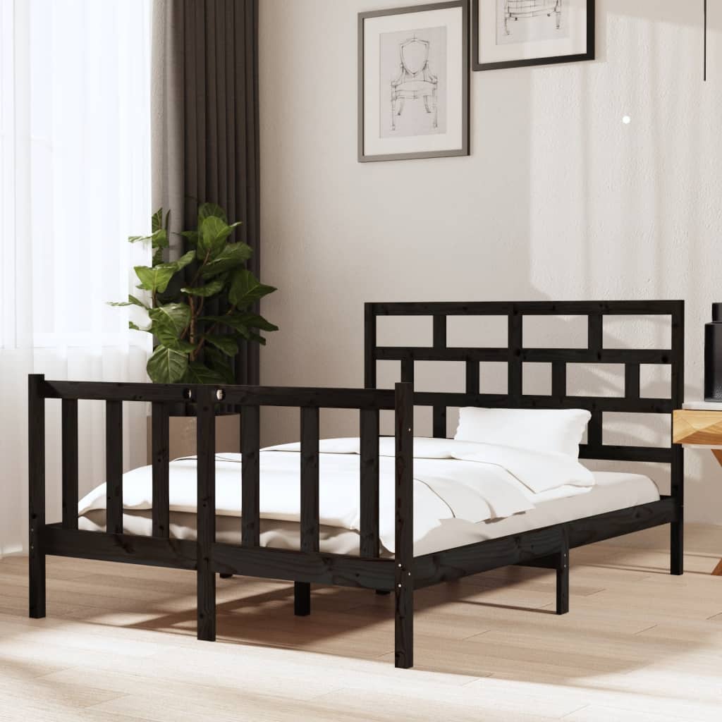 Giroletto Nero in Legno Massello 135x190 cm Double | homemem39