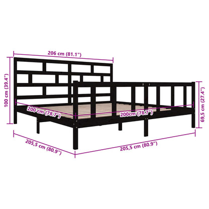 Giroletto Nero in Legno Massello di Pino 200x200 cm | homemem39