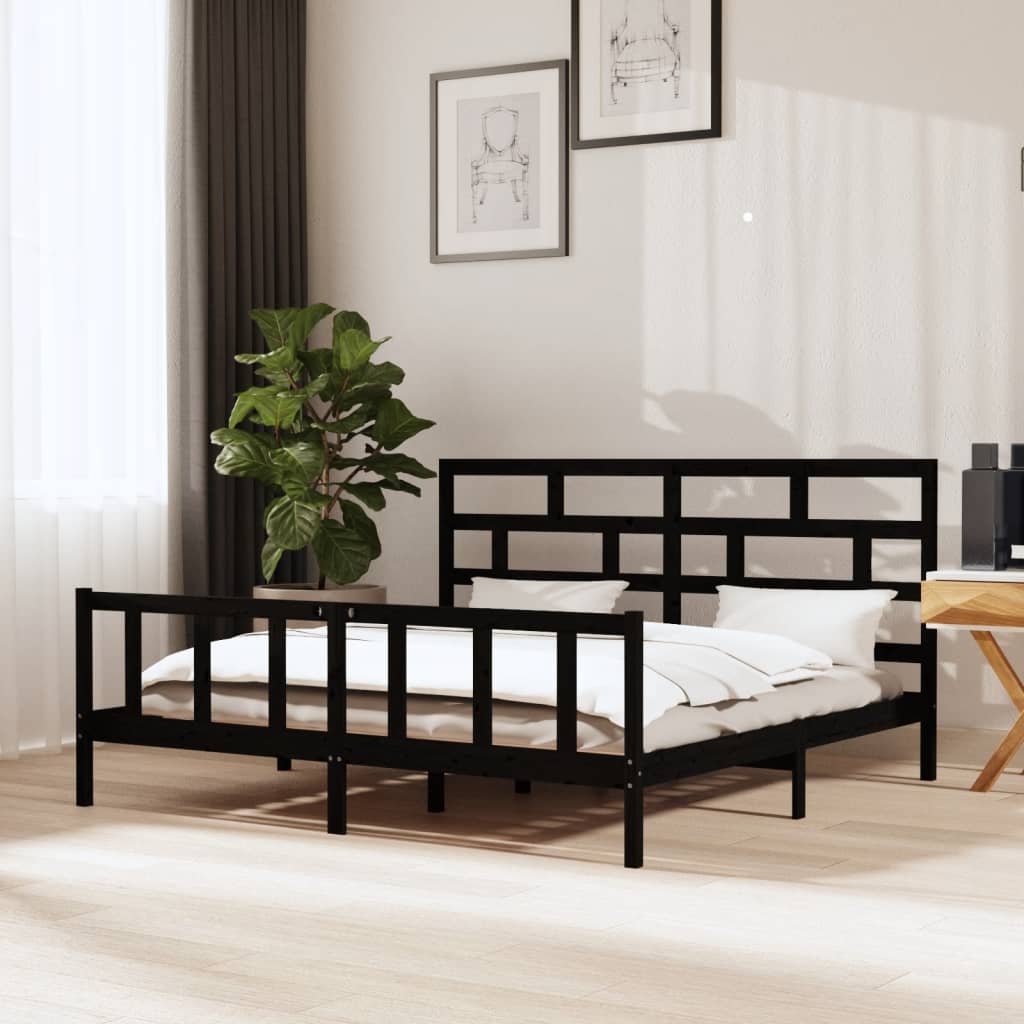 Giroletto Nero in Legno Massello di Pino 200x200 cm | homemem39