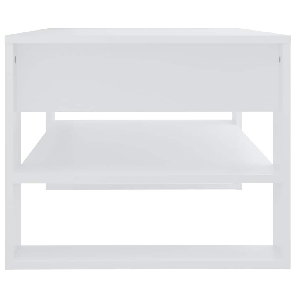 Tavolino da Salotto Bianco 102x55x45 cm in Legno Multistrato