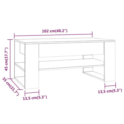 Tavolino da Salotto Bianco 102x55x45 cm in Legno Multistrato | homemem39